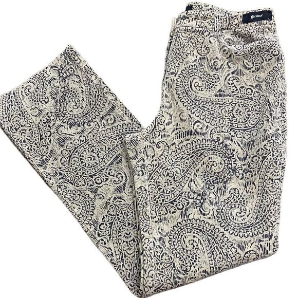 Gardeur Germany Pants EU 42 Black Beige Paisley Corduroy Stretch Trousers - Picture 1 of 7